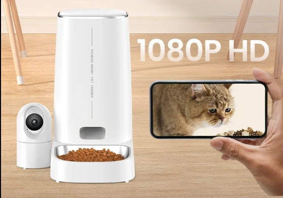 Distributeur automatique de nourriture pour chats 4 L avec caméra vidéo
